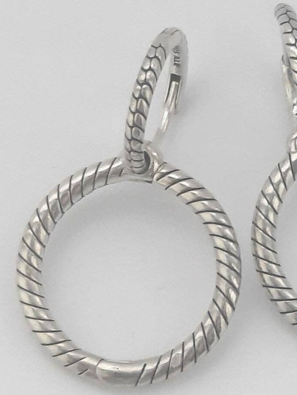 Snake Chain Silver Double Hoop Charm Holder Earrings | Dual Wear | 925 Sterling